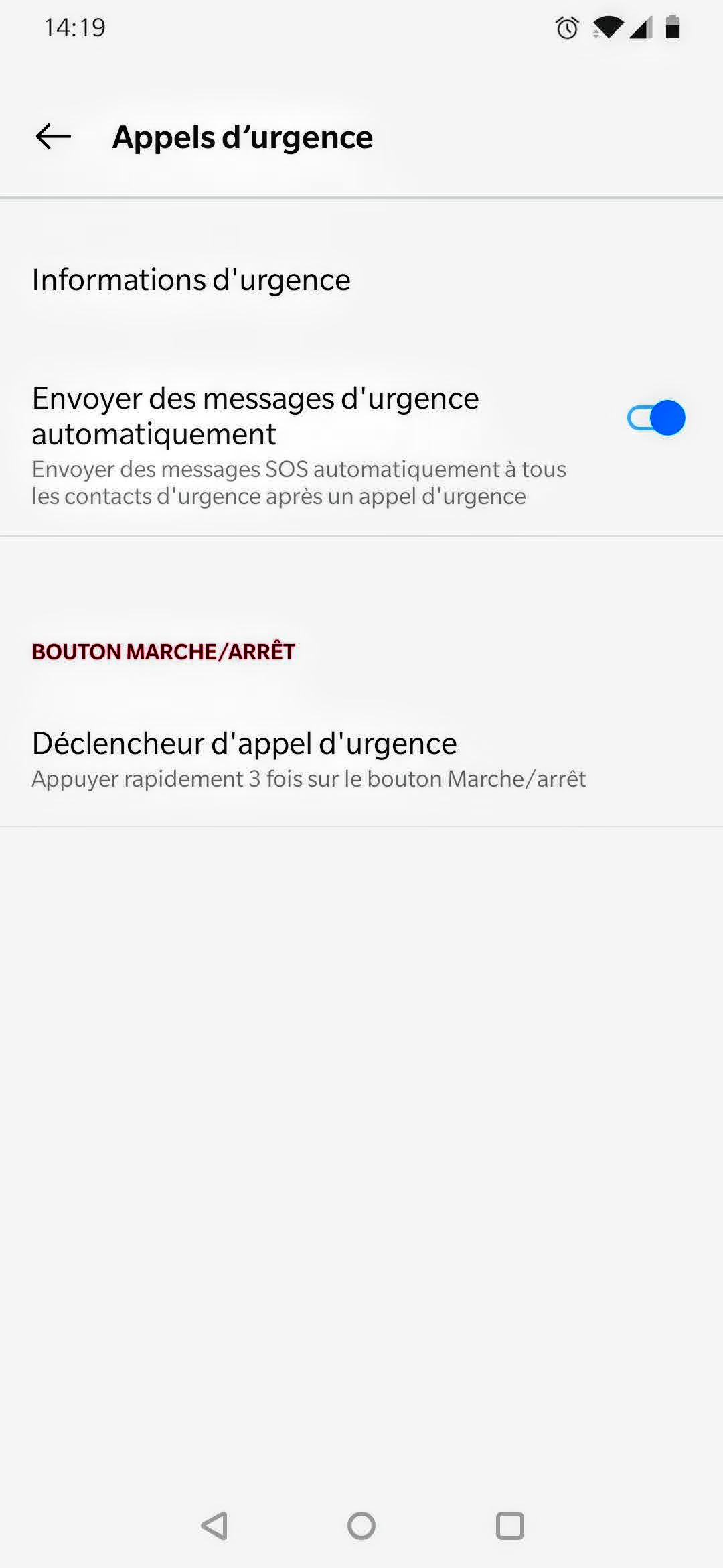 Écran d'une application mobile d'alerte