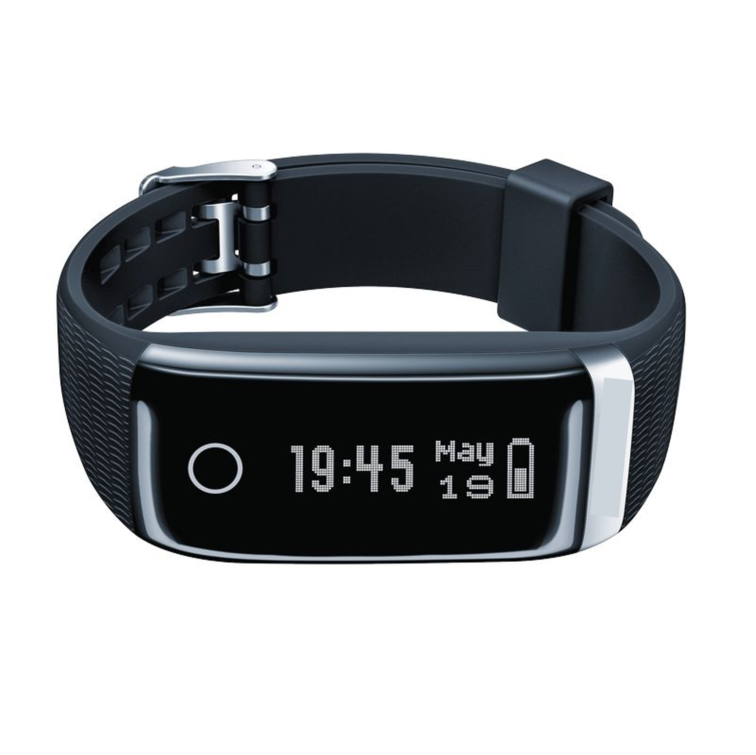 bracelet indiquant des données variées : nombre de pas, pouls